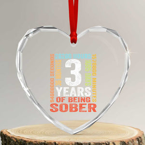 3 Years Of Being Sober Heart Crystal Glass Ornament 3 Years Sobriety Anniversary Addiction Recovery TS11 Transparent Glass 3'' Heart Print Your Wear