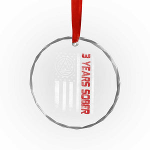 3 Years Sober Crystal Glass Ornament 3 Years Sobriety Anniversary Vintage American Flag TS11 Print Your Wear