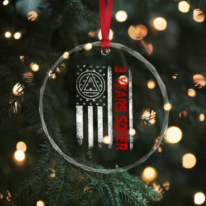 3 Years Sober Crystal Glass Ornament 3 Years Sobriety Anniversary Vintage American Flag TS11 Print Your Wear