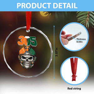 305 Football Warrior Skull Crystal Glass Ornament Orange and Green Miami Vibes TS02 Print Your Wear