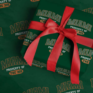 305 Miami Wrapping Paper Roll Florida FL Vintage Athletic Sports TS10 Green Print Your Wear