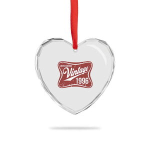 30th Birthday Beer Lover Vintage 1996 Limited Edition Heart Crystal Glass Ornament Red Metal Beer Soft Sign Graphic