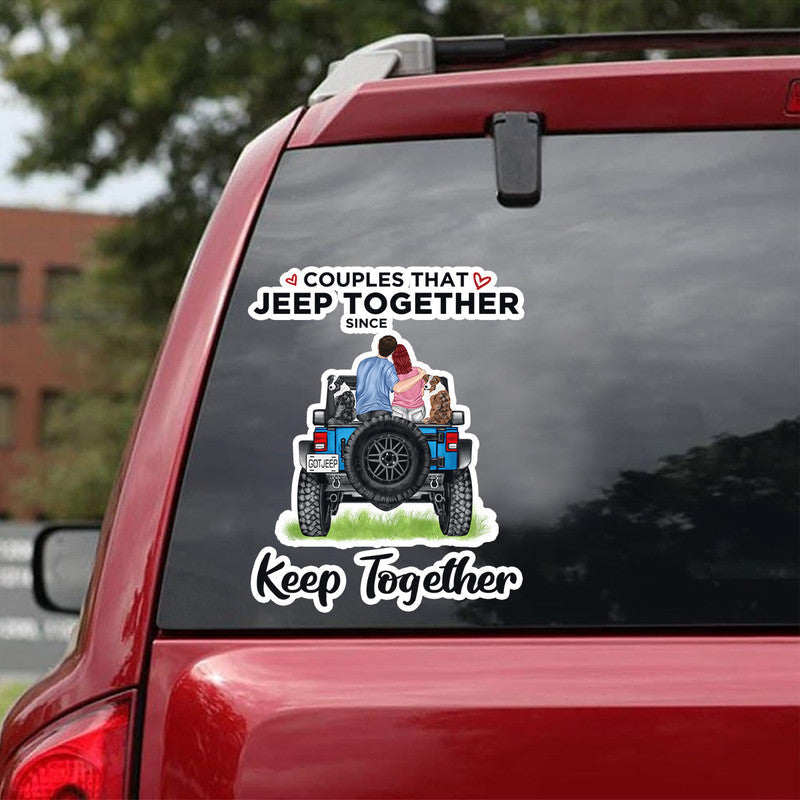 Personalized Jeep Decal Couples That Off Road Car Together, Couple and Dog Breeds s CTM 13x13cm Custom - Printyourwear