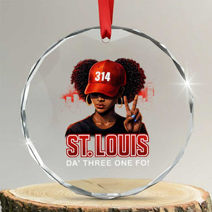 314 St Louis Crystal Glass Ornament Red Hat African American Woman STL City Pride Area Code TS10 Transparent Glass 3'' Circle Print Your Wear