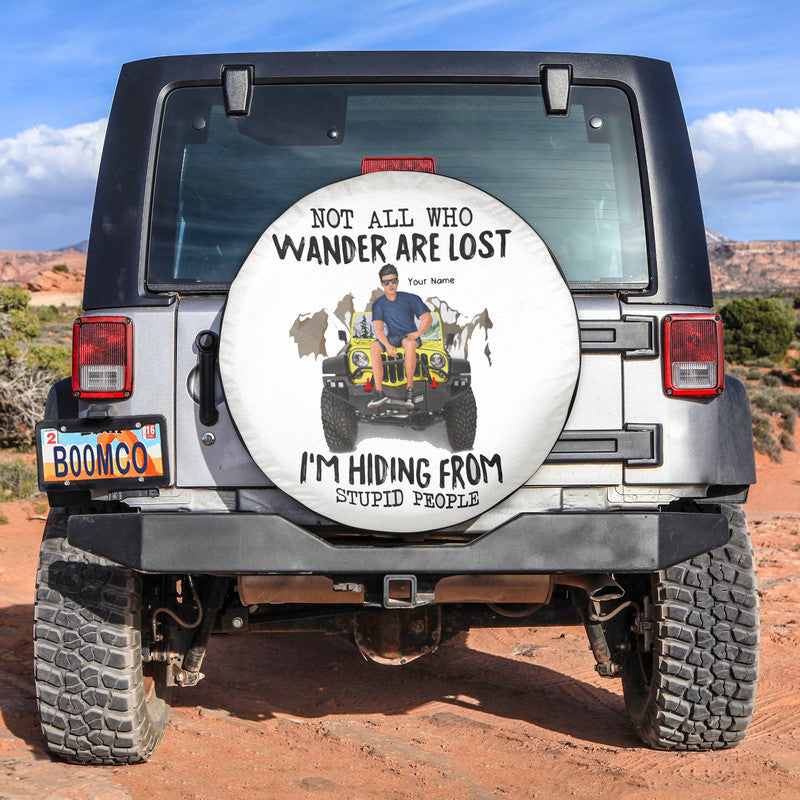Custom Jeep Tire Cover With Camera Hole, Not All Who Wander Are Lost Spare Tire Cover CTM Custom - Printyourwear