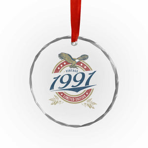 35th Birthday Beer Lover Vintage 1991 Limited Edition Crystal Glass Ornament Bald Eagle