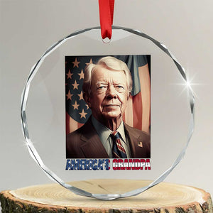 39th President Jimmy Carter Crystal Glass Ornament America's Grandpa Presidents' Day USA Flag Vintage TS02 Transparent Glass 3'' Circle Print Your Wear