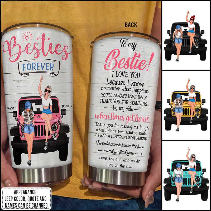 Personalized Jeep Tumbler Besties Jeep Girl Gift For Friends CTM Custom - Printyourwear
