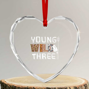 3rd Birthday Heart Crystal Glass Ornament Young Wild And Three Safari Zoo Party TS10 Transparent Glass 3'' Heart Print Your Wear