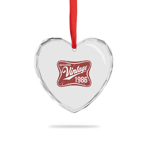 40th Birthday Beer Lover Vintage 1986 Limited Edition Heart Crystal Glass Ornament Red Metal Beer Soft Sign Graphic