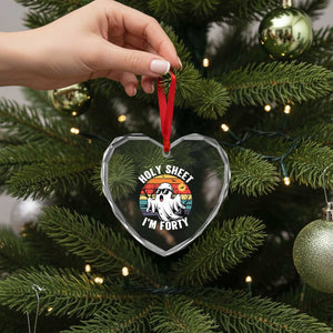40th Birthday Halloween Ghost Heart Crystal Glass Ornament Holy Sheet I'm Forty