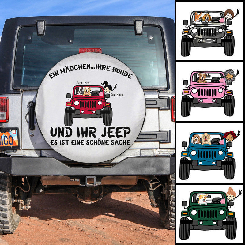 Custom Jeep Tire Cover With Camera Hole, Jeep Girl Dog Its A Beautiful Thing Spare Tire Cover Deutsch Vibes CTM Custom - Printyourwear