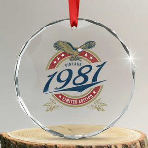 45th Birthday Beer Lover Vintage 1981 Limited Edition Crystal Glass Ornament Bald Eagle