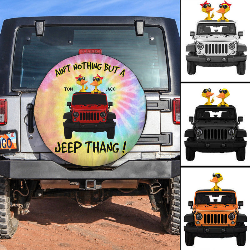 Custom Jeep Tire Cover With Camera Hole, Aint Nothing But A Jeep Thang Tide Dye Spare Tire Cover CTM Custom - Printyourwear