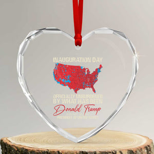 47th President Donald Trump Inauguration Day 2025 Heart Crystal Glass Ornament Officially Unburdened By What Has Been American Maps TS11 Transparent Glass 3'' Heart Print Your Wear