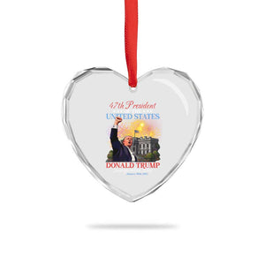 47th President Donald Trump Inauguration Day 2025 Heart Crystal Glass Ornament White House Fireworks American Flag Memorabilia TS11 Print Your Wear