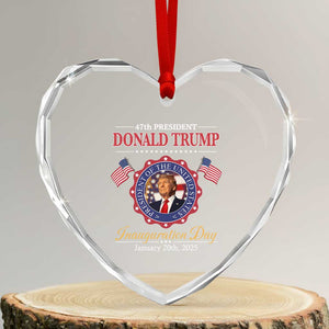 47th President Donald Trump Inauguration Day 2025 Memorabilia Heart Crystal Glass Ornament TS11 Transparent Glass 3'' Heart Print Your Wear