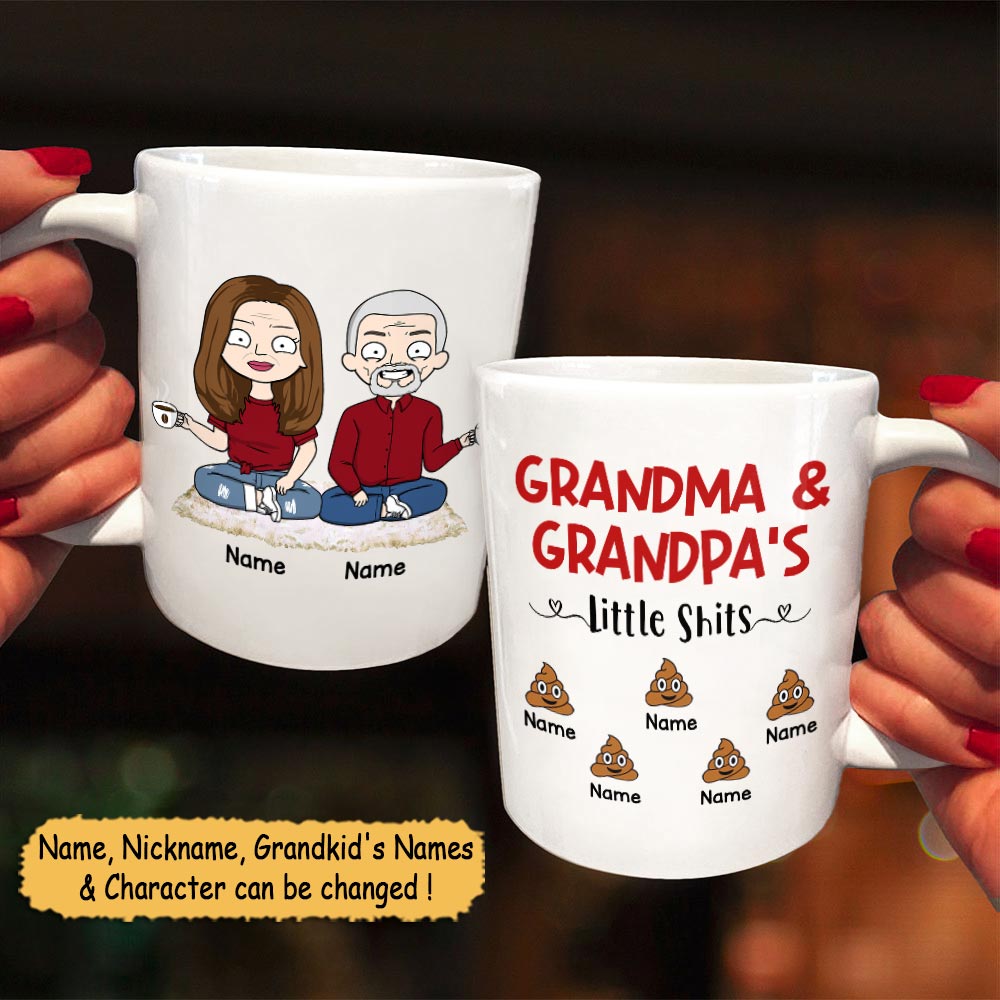 Personalized Christmas Grandma and Grandpas Little Shits Funny Mug For Grandparents CTM One Size 11oz size Custom - Printyourwear