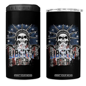4th Of July Liberty Or Death 4 in 1 Can Cooler Tumbler Statue Of Liberty Skull American Flag TS11 One Size: 16 oz Black Print Your Wear