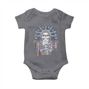 4th Of July Liberty Or Death Baby Onesie Statue Of Liberty Skull American Flag TS11 Charcoal Print Your Wear