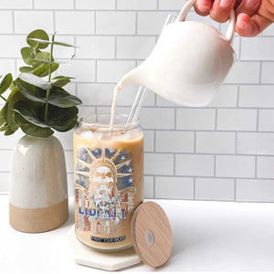 4th Of July Liberty Or Death Glass Can Statue Of Liberty Skull American Flag TS11 Print Your Wear