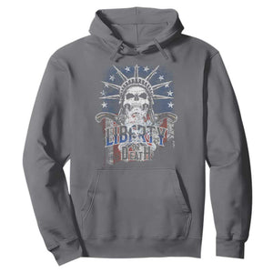 4th Of July Liberty Or Death Hoodie Statue Of Liberty Skull American Flag TS11 Charcoal Print Your Wear