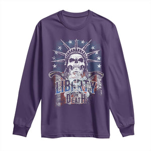 4th Of July Liberty Or Death Long Sleeve Shirt Statue Of Liberty Skull American Flag TS11 Purple Print Your Wear