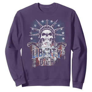 4th Of July Liberty Or Death Sweatshirt Statue Of Liberty Skull American Flag TS11 Purple Print Your Wear