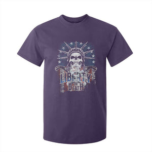 4th Of July Liberty Or Death T Shirt For Kid Statue Of Liberty Skull American Flag TS11 Purple Print Your Wear