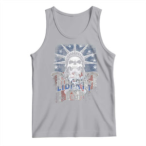 4th Of July Liberty Or Death Tank Top Statue Of Liberty Skull American Flag TS11 Athletic Heather Print Your Wear