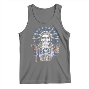 4th Of July Liberty Or Death Tank Top Statue Of Liberty Skull American Flag TS11 Black Heather Print Your Wear