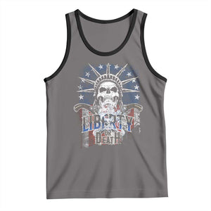 4th Of July Liberty Or Death Tank Top Statue Of Liberty Skull American Flag TS11 Deep Heather Black Print Your Wear