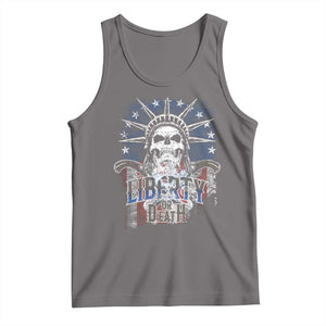 4th Of July Liberty Or Death Tank Top Statue Of Liberty Skull American Flag TS11 Deep Heather Print Your Wear
