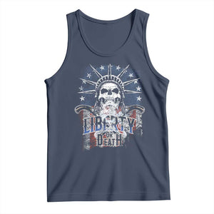 4th Of July Liberty Or Death Tank Top Statue Of Liberty Skull American Flag TS11 Navy Print Your Wear