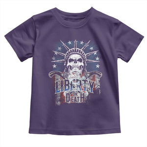 4th Of July Liberty Or Death Toddler T Shirt Statue Of Liberty Skull American Flag TS11 Purple Print Your Wear