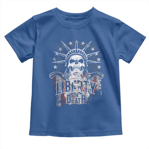 4th Of July Liberty Or Death Toddler T Shirt Statue Of Liberty Skull American Flag TS11 Royal Blue Print Your Wear