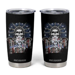 4th Of July Liberty Or Death Tumbler Cup Statue Of Liberty Skull American Flag TS11 Black Print Your Wear