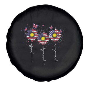 4th Of July Spare Tire Cover Faith Family Freedom USA Flag Daisy Flower TS11 Print Your Wear
