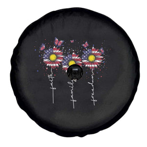 4th Of July Spare Tire Cover Faith Family Freedom USA Flag Daisy Flower TS11 Print Your Wear