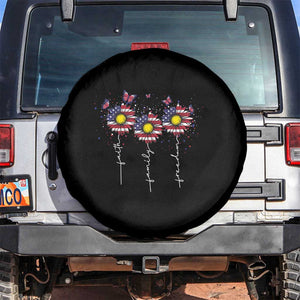 4th Of July Spare Tire Cover Faith Family Freedom USA Flag Daisy Flower TS11 No hole Black Print Your Wear