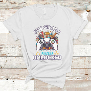 4th Grade T Shirt Fourth Level Unlocked Video Game Level Up Back To School TS02 White Printyourwear