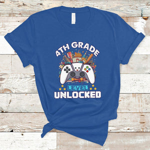 4th Grade T Shirt Fourth Level Unlocked Video Game Level Up Back To School TS02 Royal Blue Printyourwear