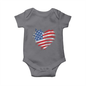 4th of July American Flag Heart USA Patriotic Baby Onesie Star Stripes TS11 Charcoal Print Your Wear