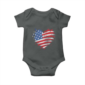 4th of July American Flag Heart USA Patriotic Baby Onesie Star Stripes TS11 Dark Heather Print Your Wear
