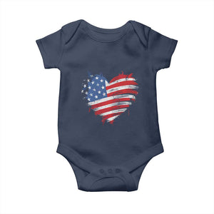 4th of July American Flag Heart USA Patriotic Baby Onesie Star Stripes TS11 Navy Print Your Wear
