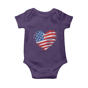 4th of July American Flag Heart USA Patriotic Baby Onesie Star Stripes TS11 Purple Print Your Wear