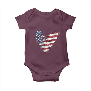 4th of July American Flag Heart USA Patriotic Baby Onesie TS11 Maroon Print Your Wear