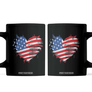 4th of July American Flag Heart USA Patriotic Coffee Mug Star Stripes TS11 Black Print Your Wear