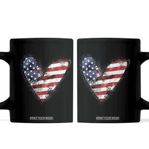 4th of July American Flag Heart USA Patriotic Coffee Mug TS11 Black Print Your Wear