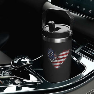 4th of July American Flag Heart USA Patriotic Flip Straw Tumbler TS11 Print Your Wear